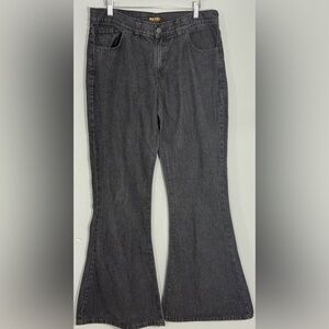 Run & Fly Black Denim Jeans Size 34 Flare Y2K